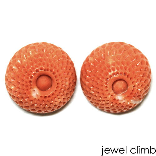 オレンジコーラル(珊瑚) 宝石 ルース ≪ペアストーン≫25．92CT