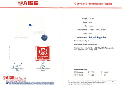 非加熱ロイヤルブルーサファイア 宝石 ルース ０．５６ＣＴ