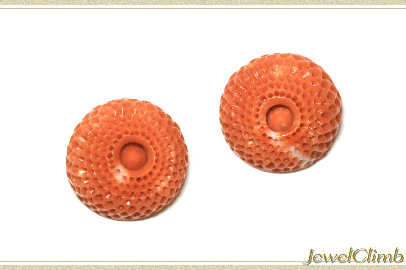 オレンジコーラル(珊瑚) 宝石 ルース ≪ペアストーン≫２５．９２ＣＴ
